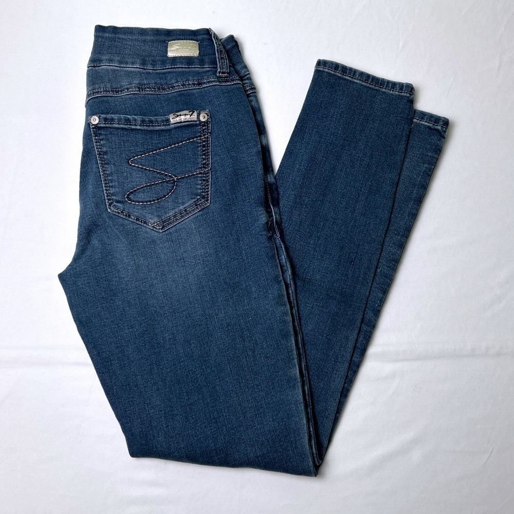 Seven7 Womens Mid Rise Tummyless Blake Blue Skinny Jeans Size 6 Medium Wash